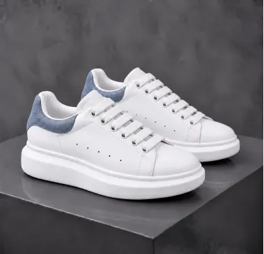 Adidasi barbati casual, albi cu albastru k99