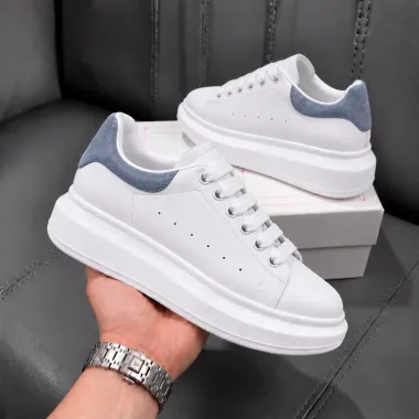 Adidasi barbati casual, albi cu albastru k99