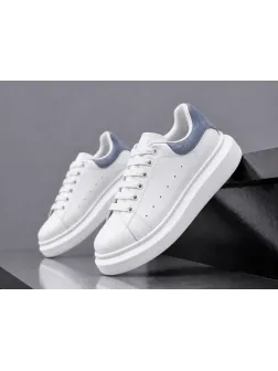 Adidasi barbati casual, albi cu albastru k99