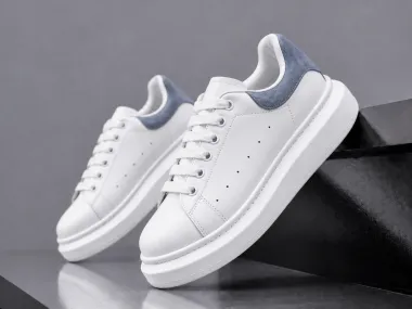 Adidasi barbati casual, albi cu albastru k99