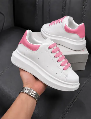 Adidasi barbati casual, albi cu roz k99