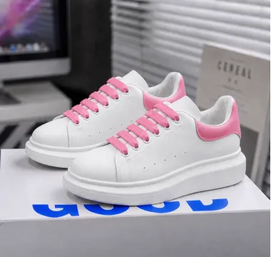 Adidasi barbati casual, albi cu roz k99