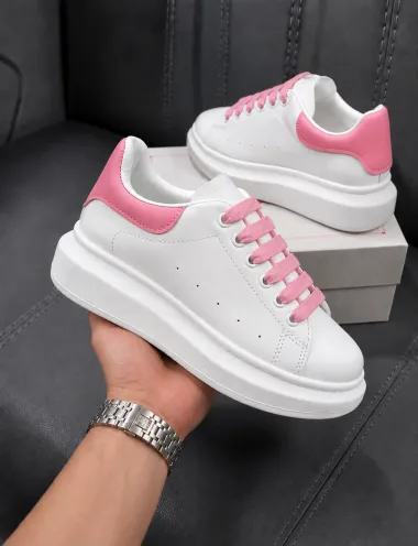 Adidasi barbati casual, albi cu roz k99