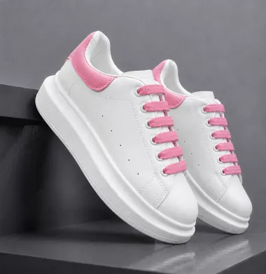 Adidasi barbati casual, albi cu roz k99