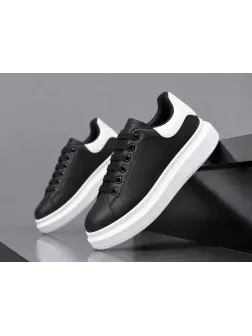 Adidasi barbati casual negri cu talpa alba 6607 Adidasi barbati casual negri cu talpa alba 6607