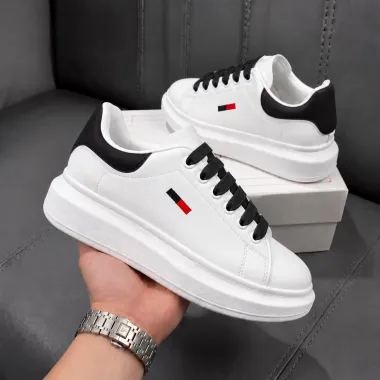 Adidasi barbati casual albi cu sireturi negre 6623