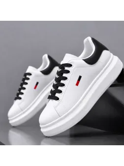 Adidasi barbati casual albi cu sireturi negre 6623