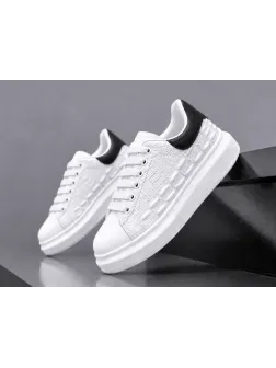 Adidasi barbati casual albi cu negru 6627 Adidasi barbati casual albi cu negru 6627
