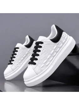 Adidasi barbati casual albi cu sireturi negre 6627 Adidasi barbati casual albi cu sireturi negre 6627