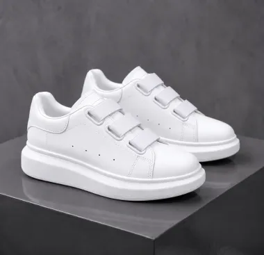 Adidasi dama casual albi cu roz, inchidere cu elastic, 8901 