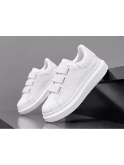 Adidasi dama casual albi cu roz, inchidere cu elastic, 8901 