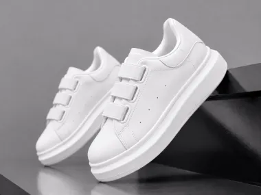 Adidasi dama casual albi cu roz, inchidere cu elastic, 8901 