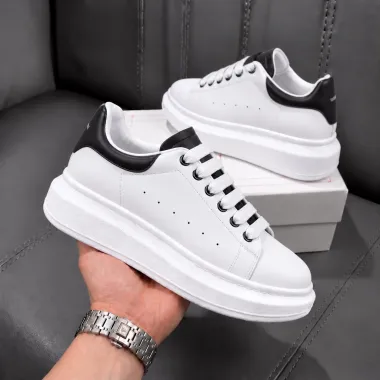 Adidasi barbati casual albi cu limba negra A03