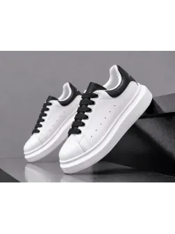 Adidasi unisex vip albi cu sireturi negre B03 T8-2