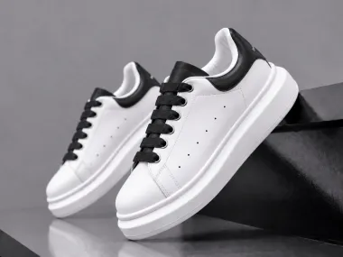 Adidasi unisex vip albi cu sireturi negre B03 T8-2