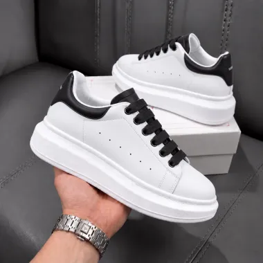 Adidasi unisex vip albi cu sireturi negre B03 T8-2