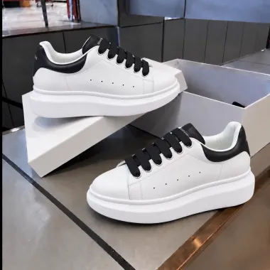 Adidasi unisex vip albi cu sireturi negre B03 T8-2
