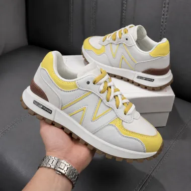 Adidasi dama casual albi cu galben 2532