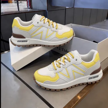 Adidasi dama casual albi cu galben 2532