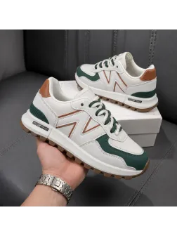 Adidasi dama casual albi cu verde 2532 N12-4
