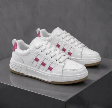 Adidasi dama casual albi cu roz 6612