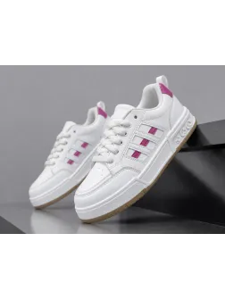 Adidasi dama casual albi cu roz 6612