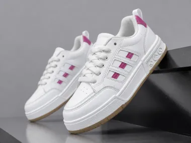 Adidasi dama casual albi cu roz 6612