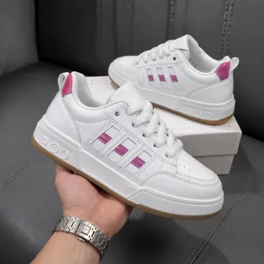 Adidasi dama casual albi cu roz 6612