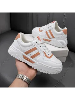 Adidasi dama casual albi cu orange 789
