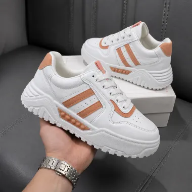 Adidasi dama casual albi cu orange 789