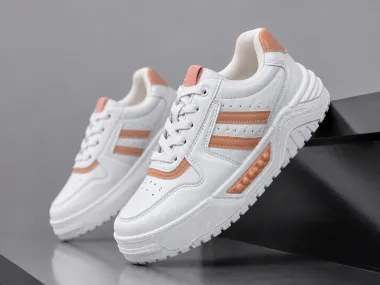 Adidasi dama casual albi cu orange 789