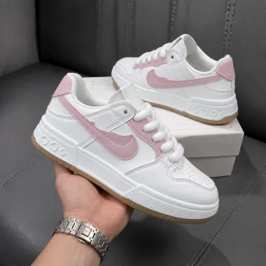 Adidasi dama casual albi cu roz 9981 55-4