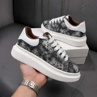 Adidasi barbati casual, albi cu imprimeu 089
