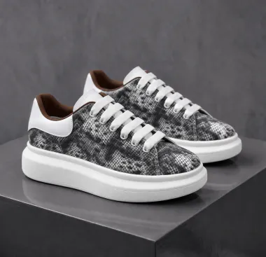 Adidasi barbati casual, albi cu imprimeu 089