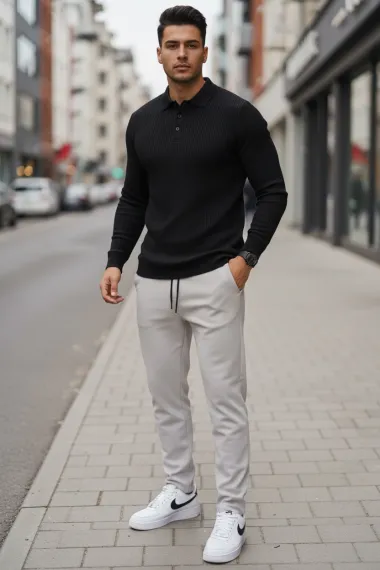 Bluza barbati slim fit negra 13551