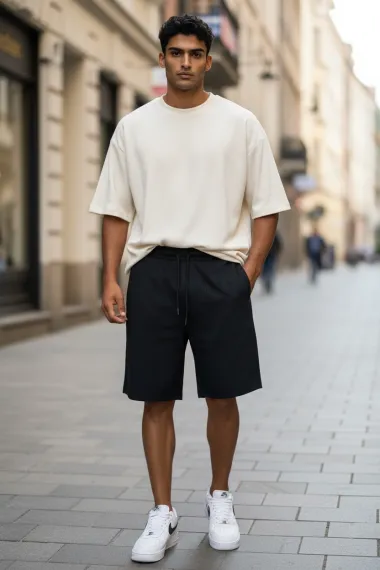 Pantaloni de trening scurti, negri 13553