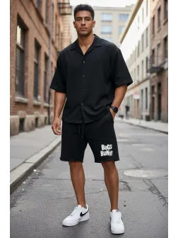 Compleu de vara camasa + pantaloni negru 13544