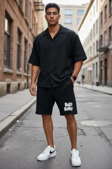 Compleu de vara camasa + pantaloni negru 13544