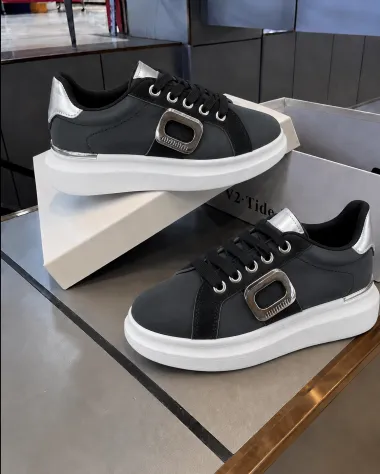 Adidasi dama casual negri cu alb 272