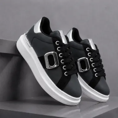 Adidasi dama casual negri cu alb 272