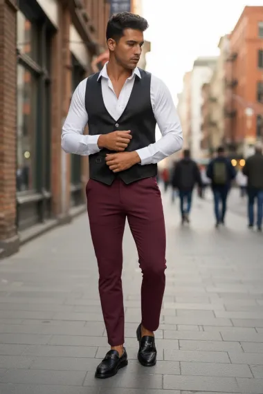 Vesta barbati eleganta slim fit neagra B8076 D5-4.2