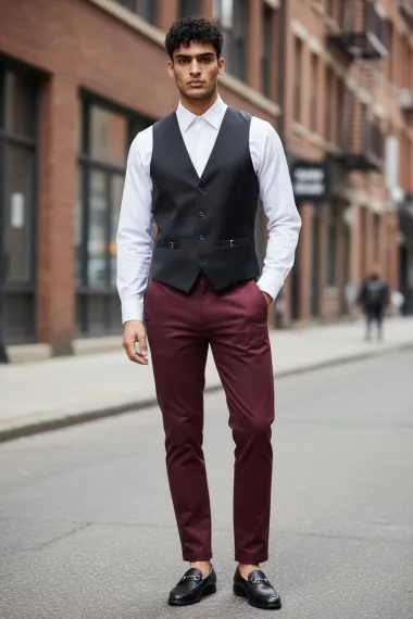Vesta barbati eleganta slim fit neagra B8076 D5-4.2