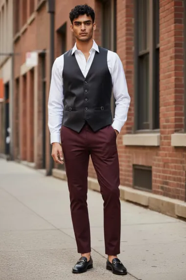 Vesta barbati eleganta slim fit neagra B8076 D5-4.2