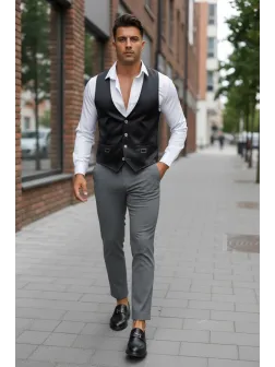 Vesta barbati eleganta slim fit neagra B8076 D5-4.2