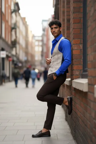 Vesta barbati eleganta slim fit bej B8078 89-3