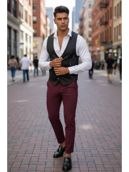 Vesta barbati eleganta slim fit neagra B8084 Q1-4