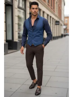 Vesta barbati eleganta slim fit bleumarin B8127 75-4 e