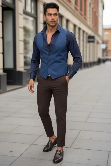 Vesta barbati eleganta slim fit bleumarin B8127 75-4 e