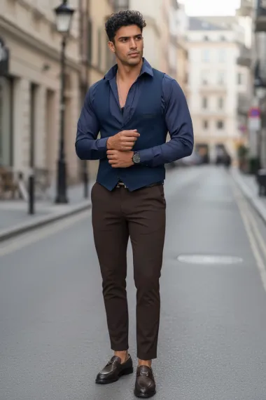 Vesta barbati eleganta slim fit bleumarin B8136 75-4 E