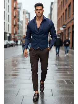 Vesta barbati eleganta slim fit bleumarin B8136 75-4 E
